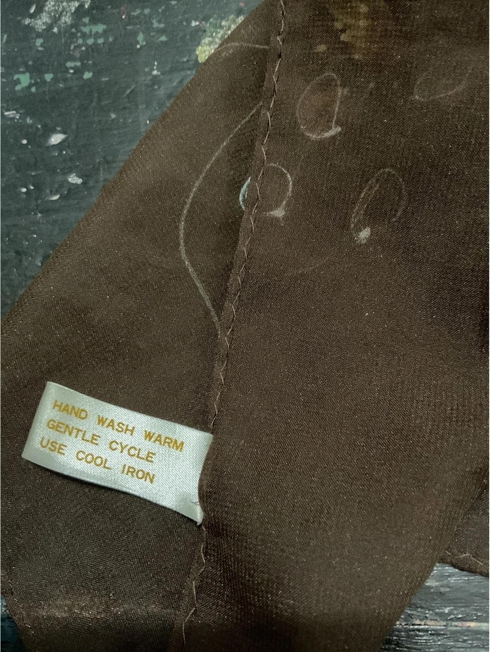 Hand Painted Brown Scarf with Butterfly Design Vintage Fall